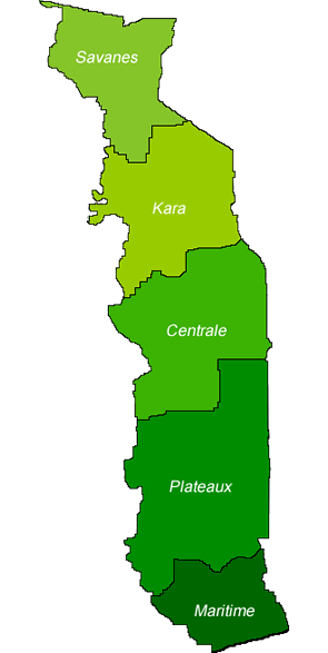 Les régions du Togo